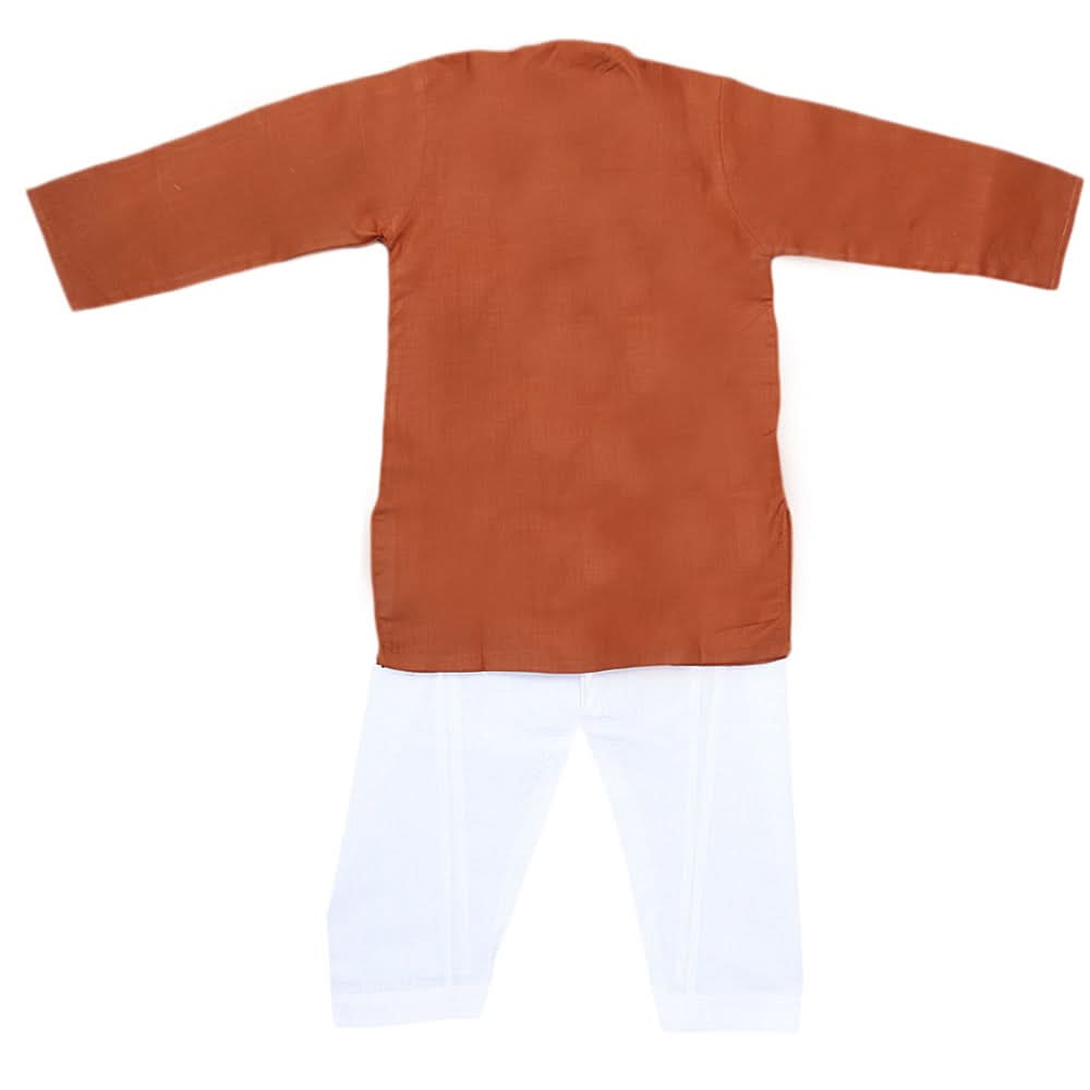 Boys Embroidered Kurta Shalwar Suit - Dark Brown, Kids, Boys Shalwar Kameez, Chase Value, Chase Value