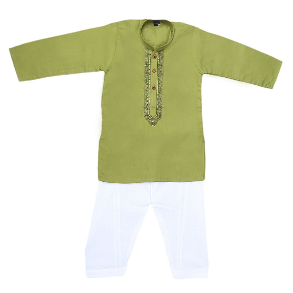 Boys Embroidered Kurta Shalwar Suit - Green, Kids, Boys Shalwar Kameez, Chase Value, Chase Value