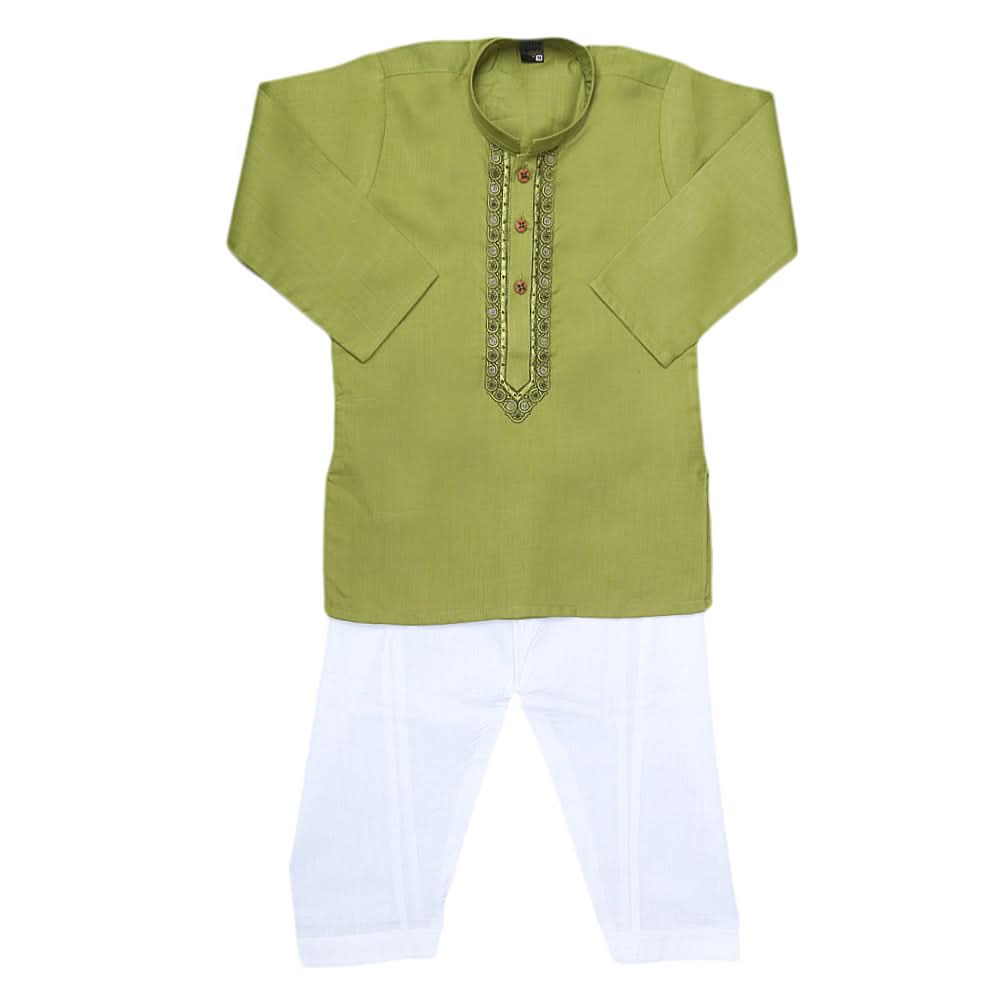 Boys Embroidered Kurta Shalwar Suit - Green, Kids, Boys Shalwar Kameez, Chase Value, Chase Value