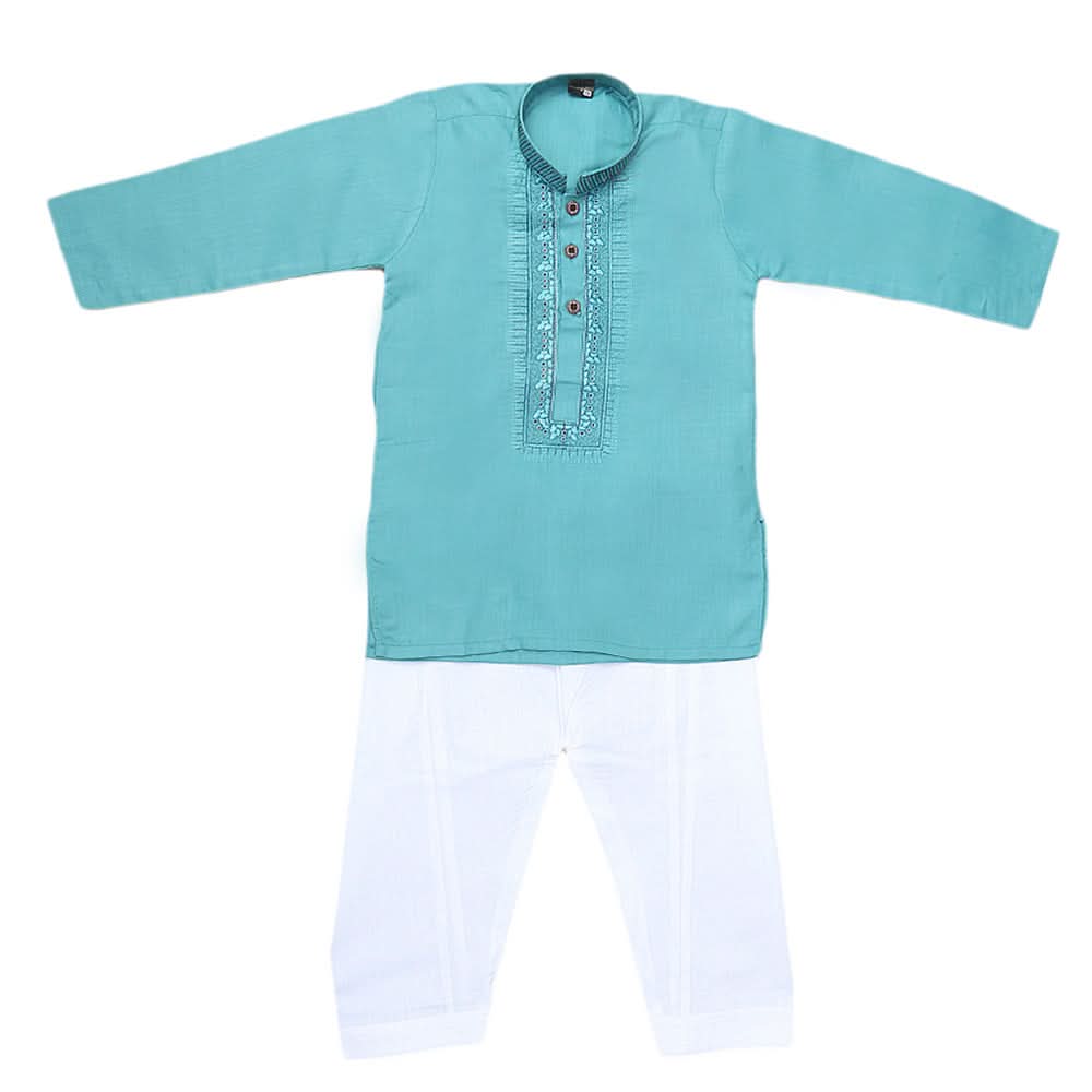 Boys Embroidered Kurta Shalwar Suit - Sea Green, Kids, Boys Shalwar Kameez, Chase Value, Chase Value