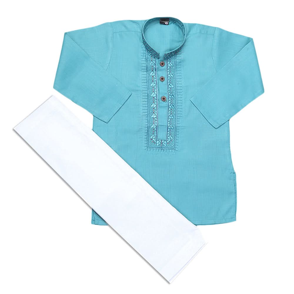 Boys Embroidered Kurta Shalwar Suit - Sea Green, Kids, Boys Shalwar Kameez, Chase Value, Chase Value