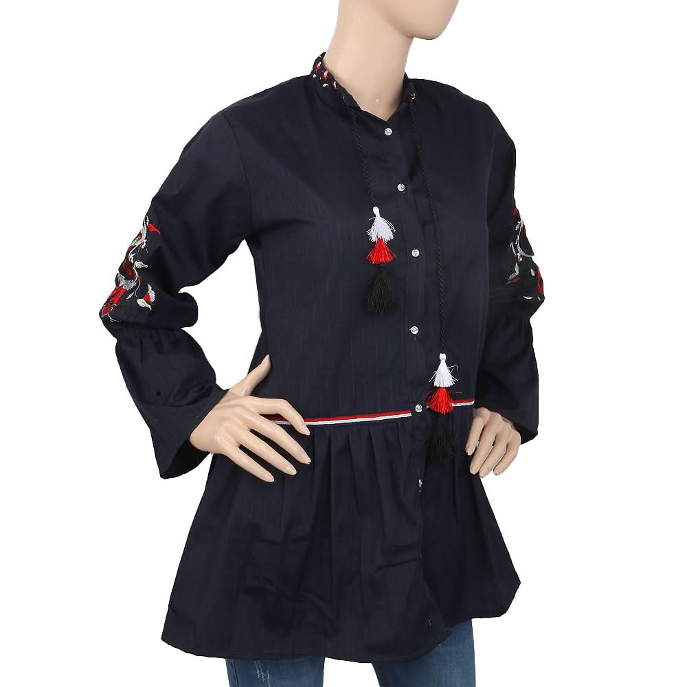 Women's Embroidered Stripe Top - Navy Blue, Women, T-Shirts And Tops, Chase Value, Chase Value