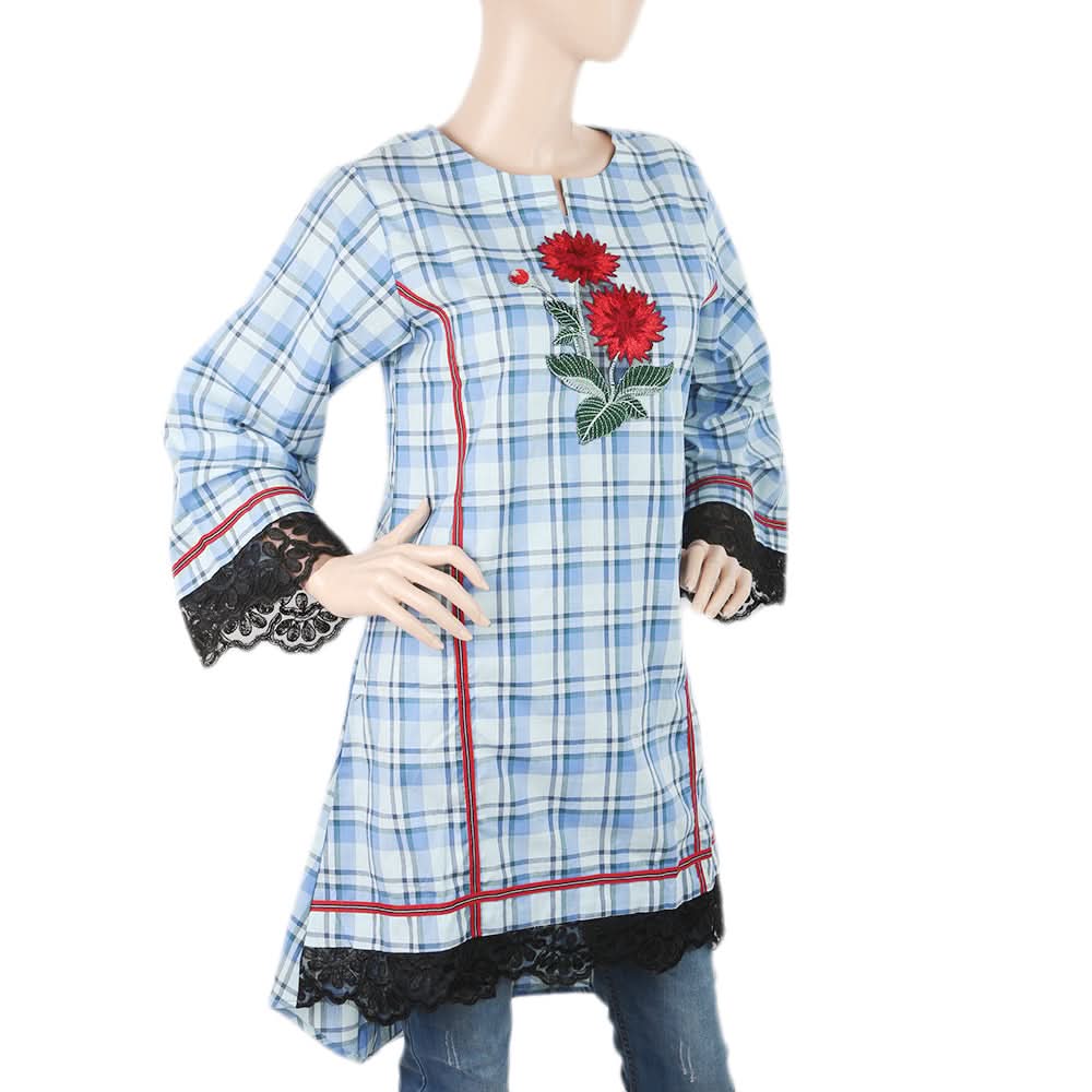 Women's Embroidered Kurti With Tape - Blue, Women, Ready Kurtis, Chase Value, Chase Value