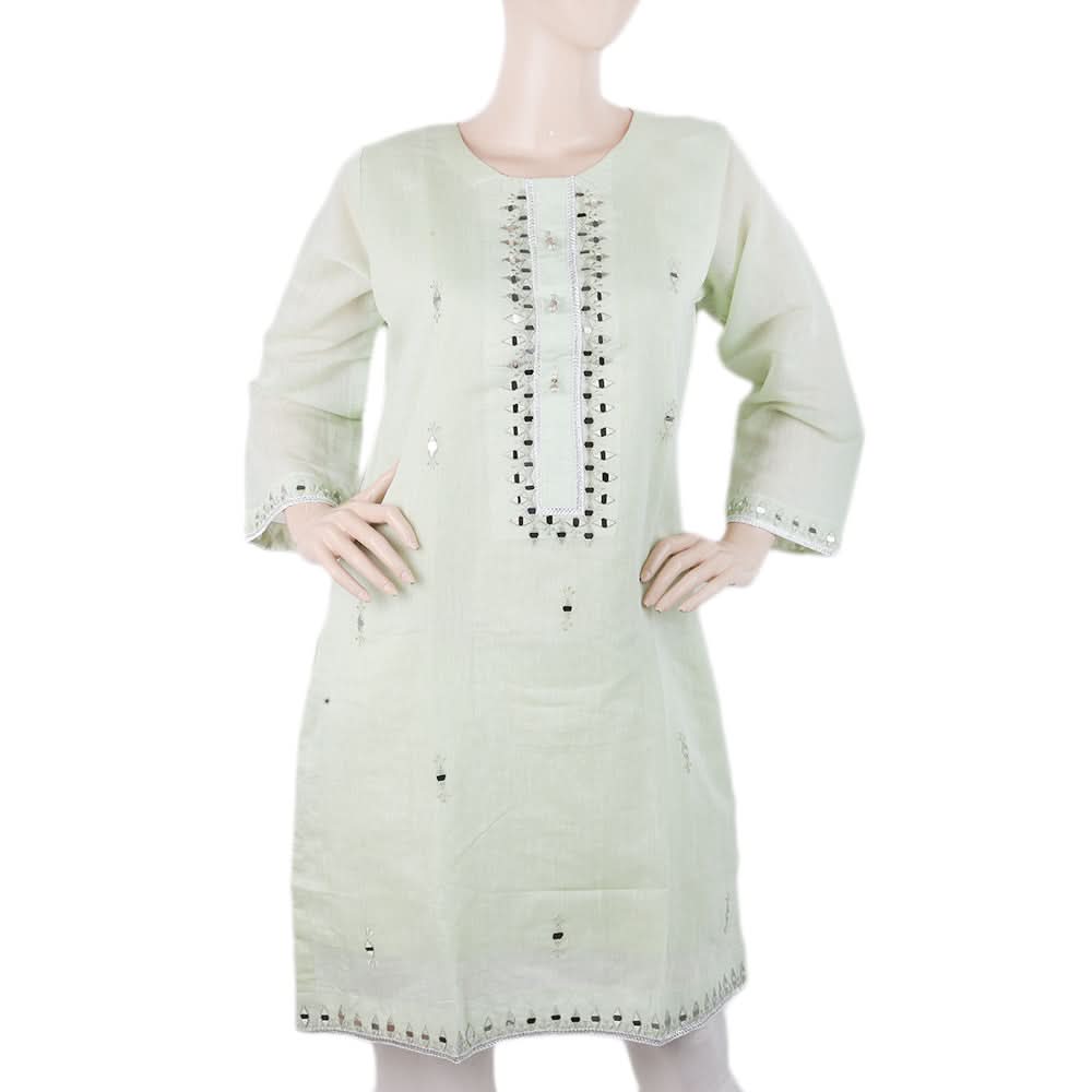 Women's Embroidered Kurti - Light  Green, Women, Ready Kurtis, Chase Value, Chase Value
