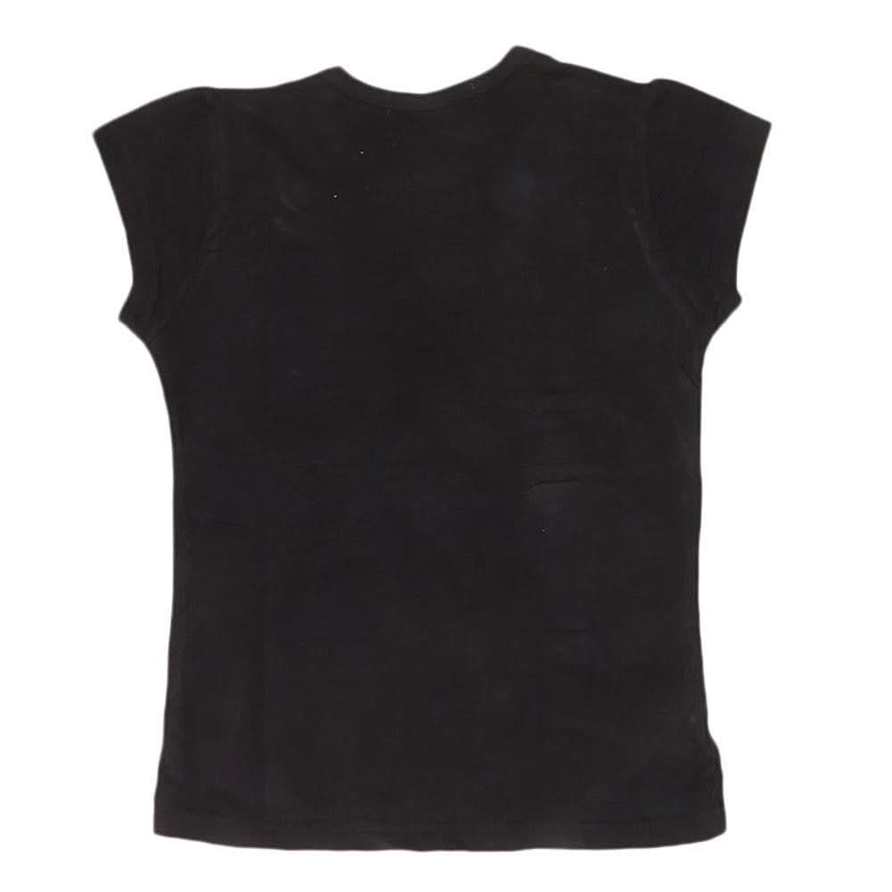 Girls Half Sleeve Fancy T-Shirt - Black - test-store-for-chase-value
