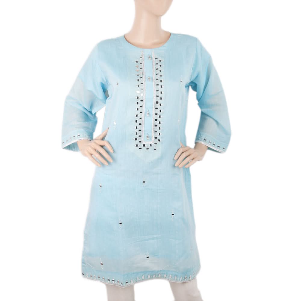 Women's Embroidered Kurti With Stone - Blue, Women, Ready Kurtis, Chase Value, Chase Value