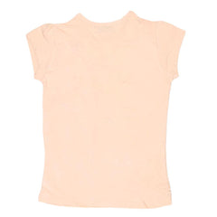 Girls Half Sleeve Fancy T-Shirt - Peach - test-store-for-chase-value