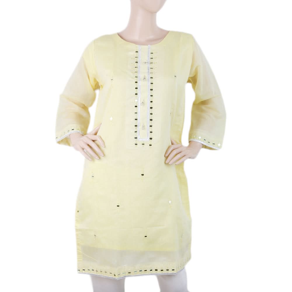 Women's Embroidered Kurti With Stone - Yellow, Women, Ready Kurtis, Chase Value, Chase Value