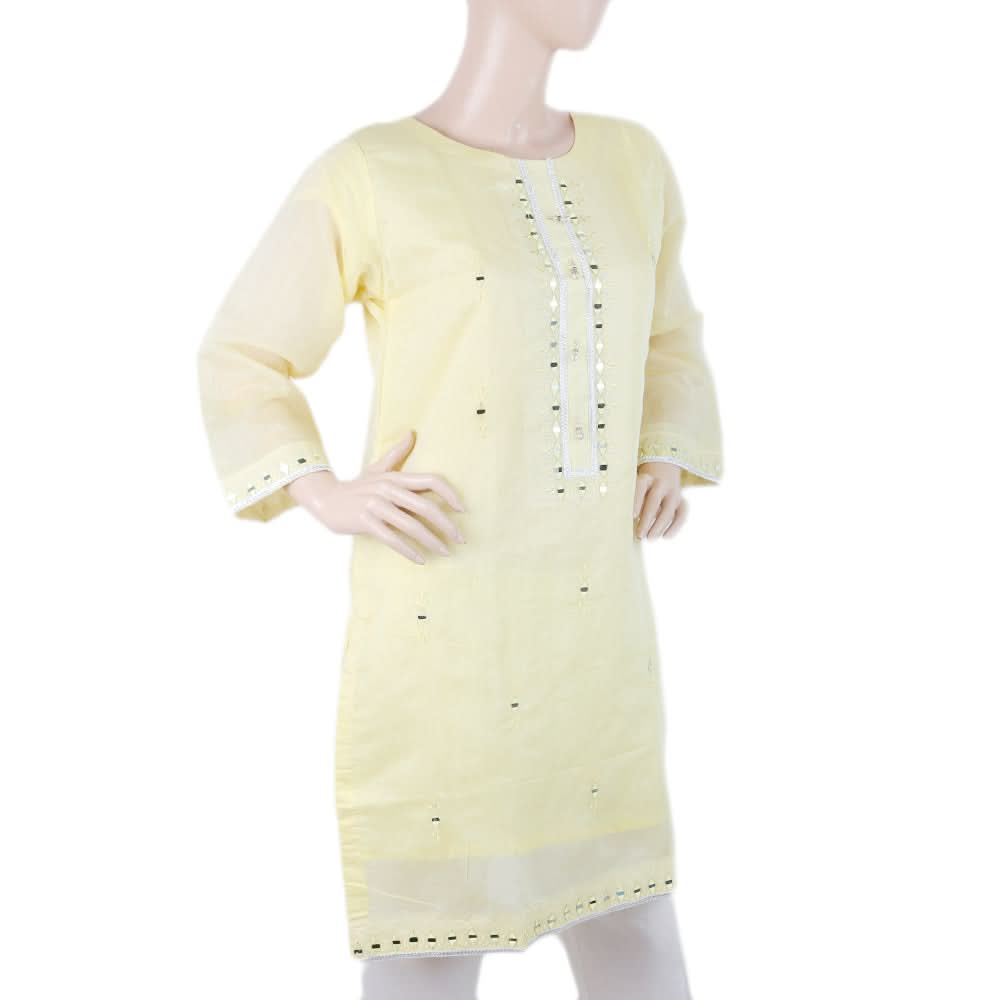 Women's Embroidered Kurti With Stone - Yellow, Women, Ready Kurtis, Chase Value, Chase Value