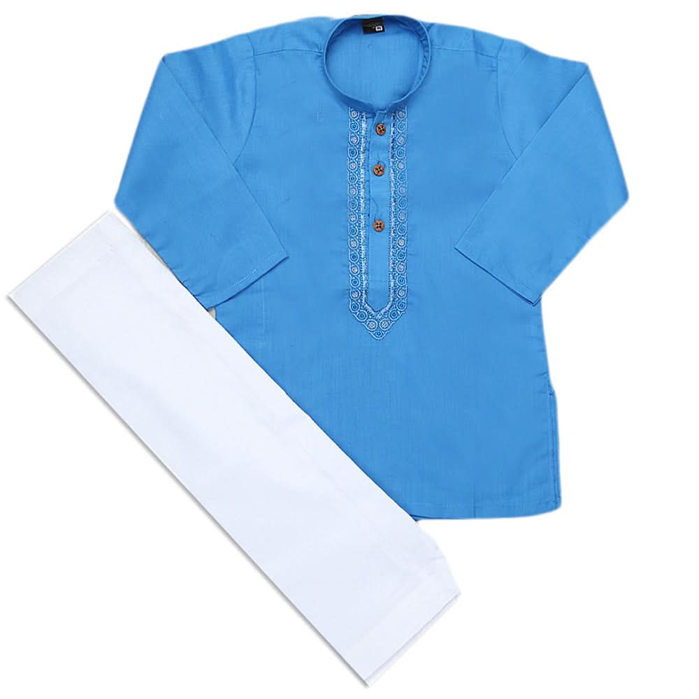Boys Embroidered Kurta Shalwar Suit - Sky Blue, Kids, Boys Shalwar Kameez, Chase Value, Chase Value