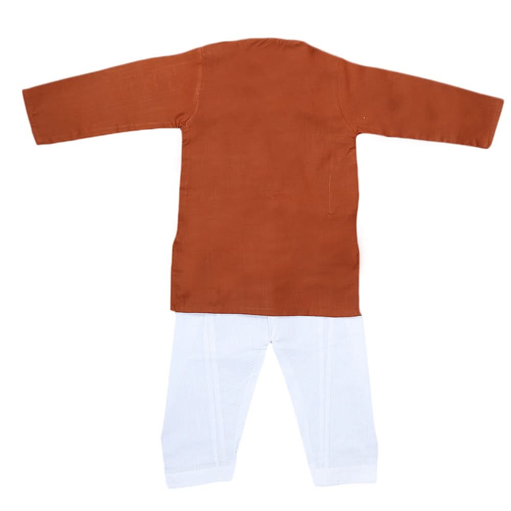 Boys Embroidered Kurta Shalwar Suit - Dark Brown, Kids, Boys Shalwar Kameez, Chase Value, Chase Value