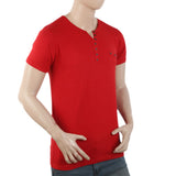Men's Half Sleeves Y-Stud Fancy T-Shirt - Red, Men, T-Shirts And Polos, Chase Value, Chase Value