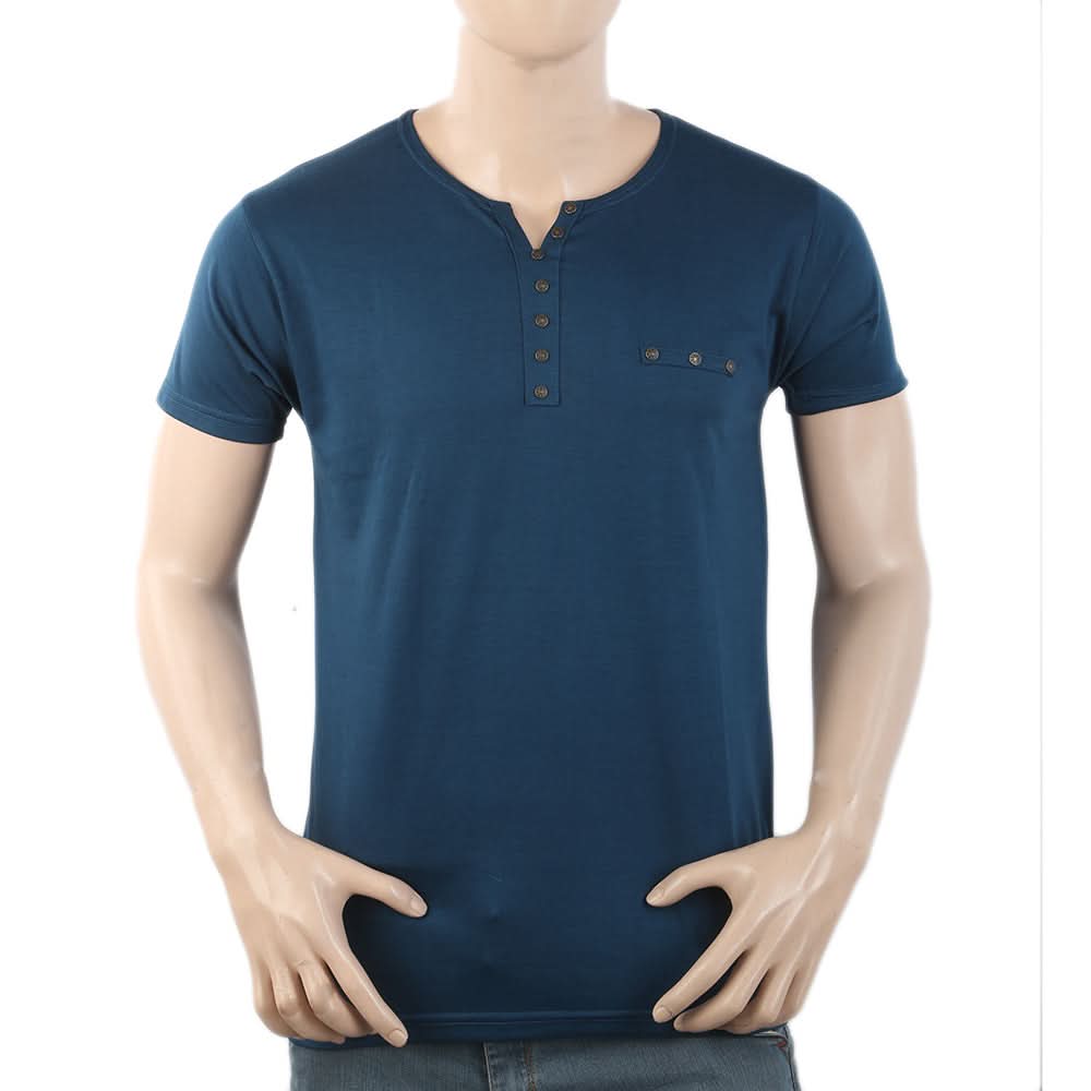Men's Half Sleeves Y-Stud Fancy T-Shirt - Steel Blue, Men, T-Shirts And Polos, Chase Value, Chase Value