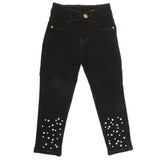 Girls Pearls Bottom Denim Pant - Black, Kids, Girls Pants And Capri, Chase Value, Chase Value