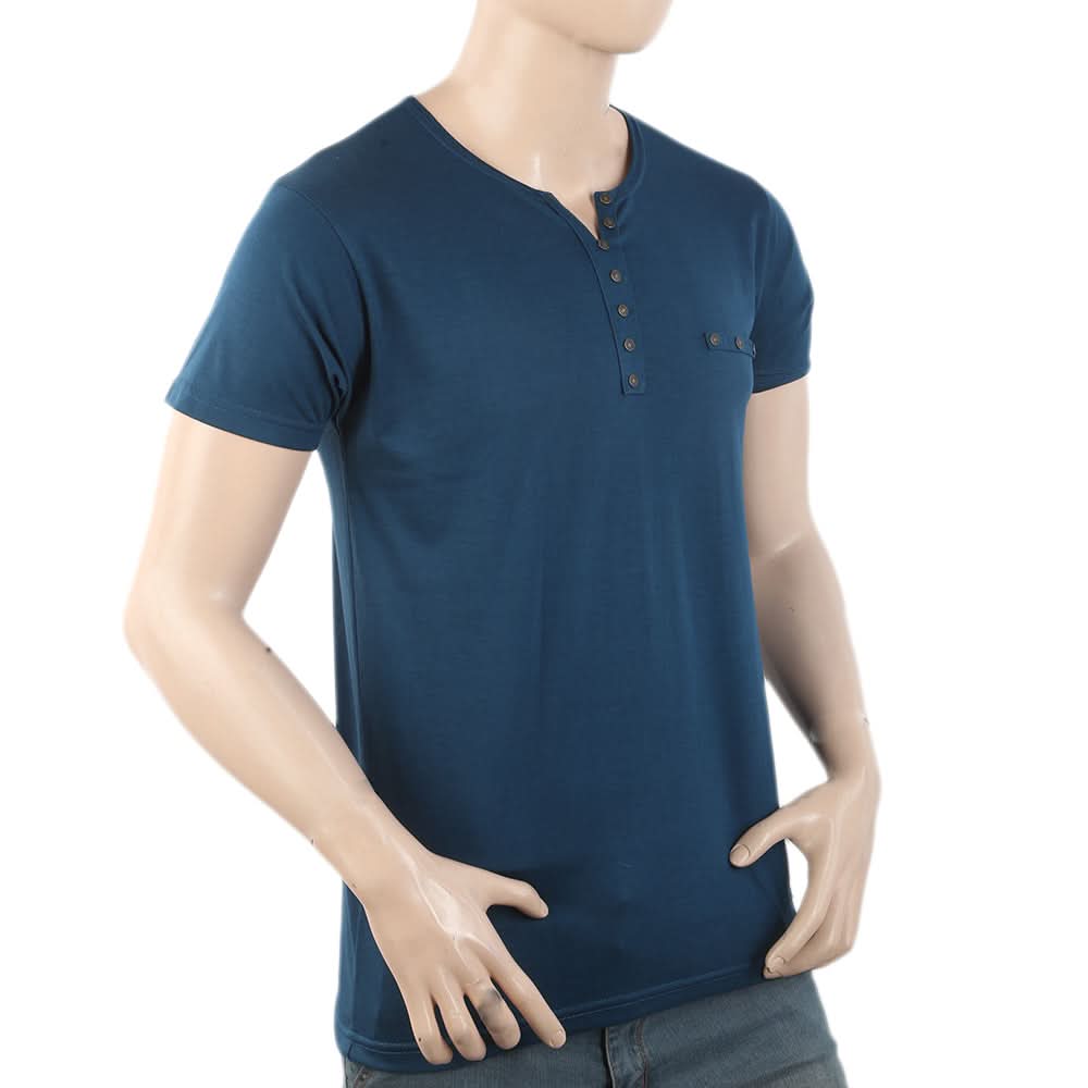 Men's Half Sleeves Y-Stud Fancy T-Shirt - Steel Blue, Men, T-Shirts And Polos, Chase Value, Chase Value