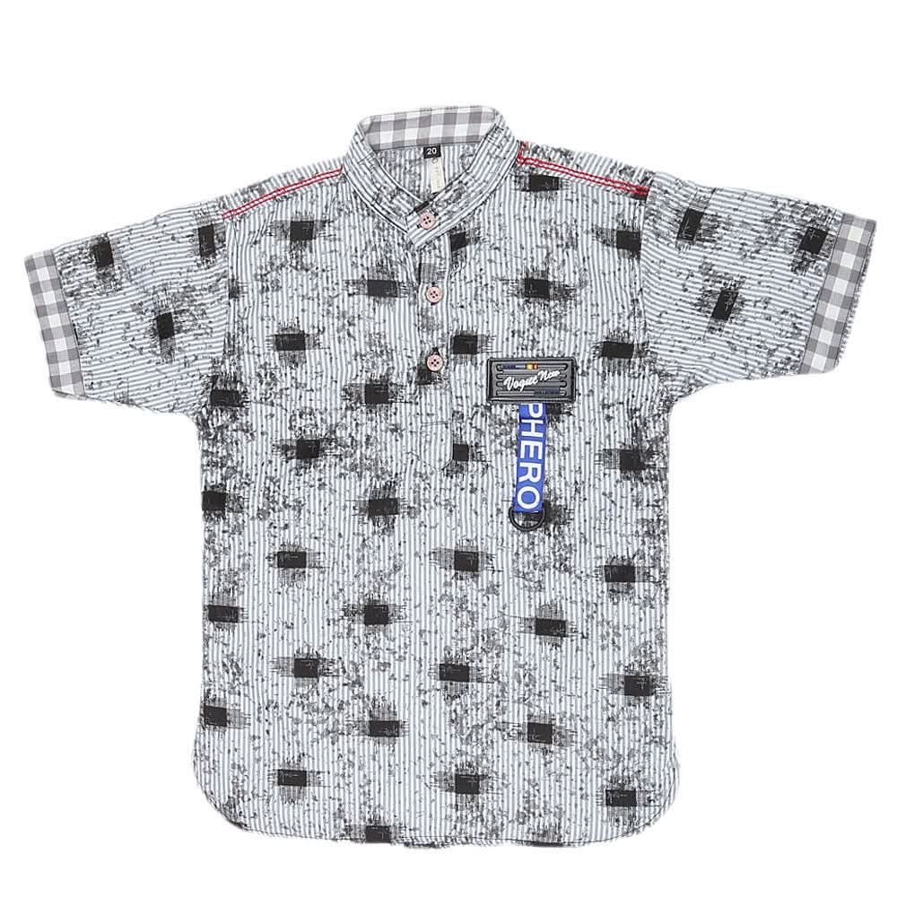 Boys Half Sleeves Casual Shirt - Grey, Kids, Boys Shirts, Chase Value, Chase Value