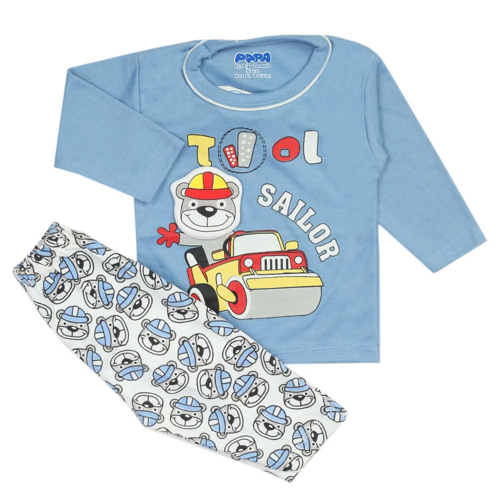 Newborn Boys Full Sleeves Suit - Light Blue, Newborn Boys Sets & Suits, Chase Value, Chase Value