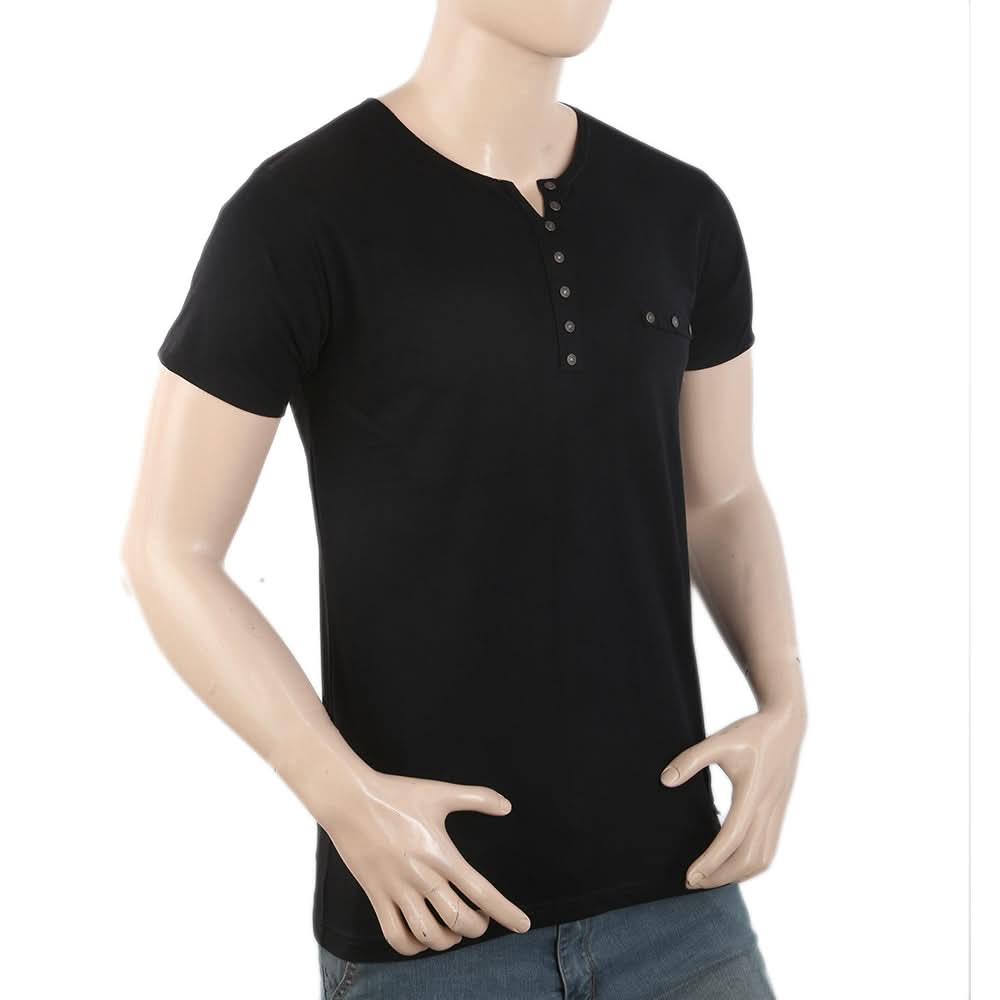 Men's Half Sleeves Y-Stud Fancy T-Shirt - Black, Men, T-Shirts And Polos, Chase Value, Chase Value