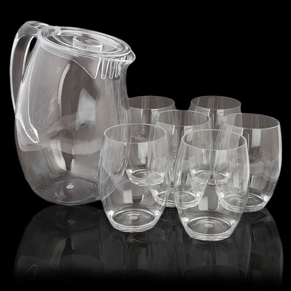 Acrylic Fancy Jug (7 Pcs Set) - White, Crockery & Kitchenware, Chase Value, Chase Value