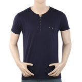 Men's Half Sleeves Y-Stud Fancy T-Shirt - Navy Blue, Men, T-Shirts And Polos, Chase Value, Chase Value