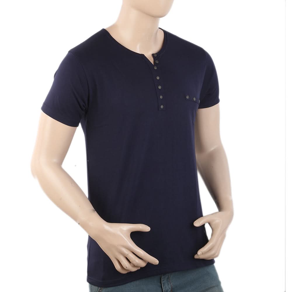 Men's Half Sleeves Y-Stud Fancy T-Shirt - Navy Blue, Men, T-Shirts And Polos, Chase Value, Chase Value
