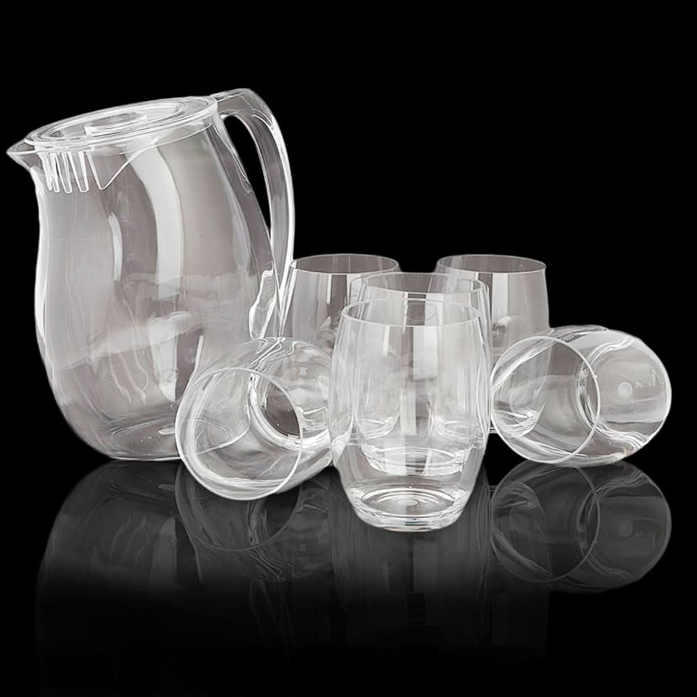 Acrylic Fancy Jug (7 Pcs Set) - White, Crockery & Kitchenware, Chase Value, Chase Value