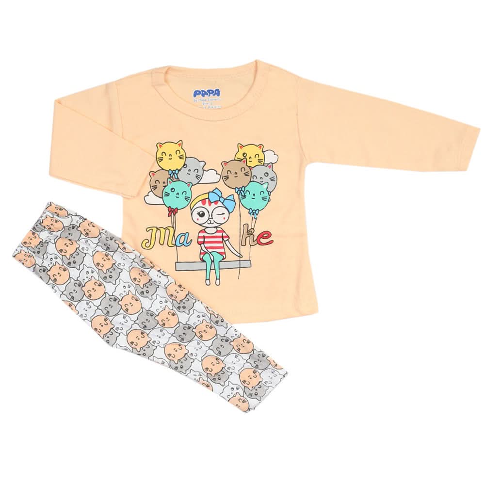 Newborn Girls Full Sleeves Suit - Peach, Newborn Girls Sets & Suits, Chase Value, Chase Value