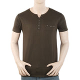 Men's Half Sleeves Y-Stud Fancy T-Shirt - Olive Green, Men, T-Shirts And Polos, Chase Value, Chase Value
