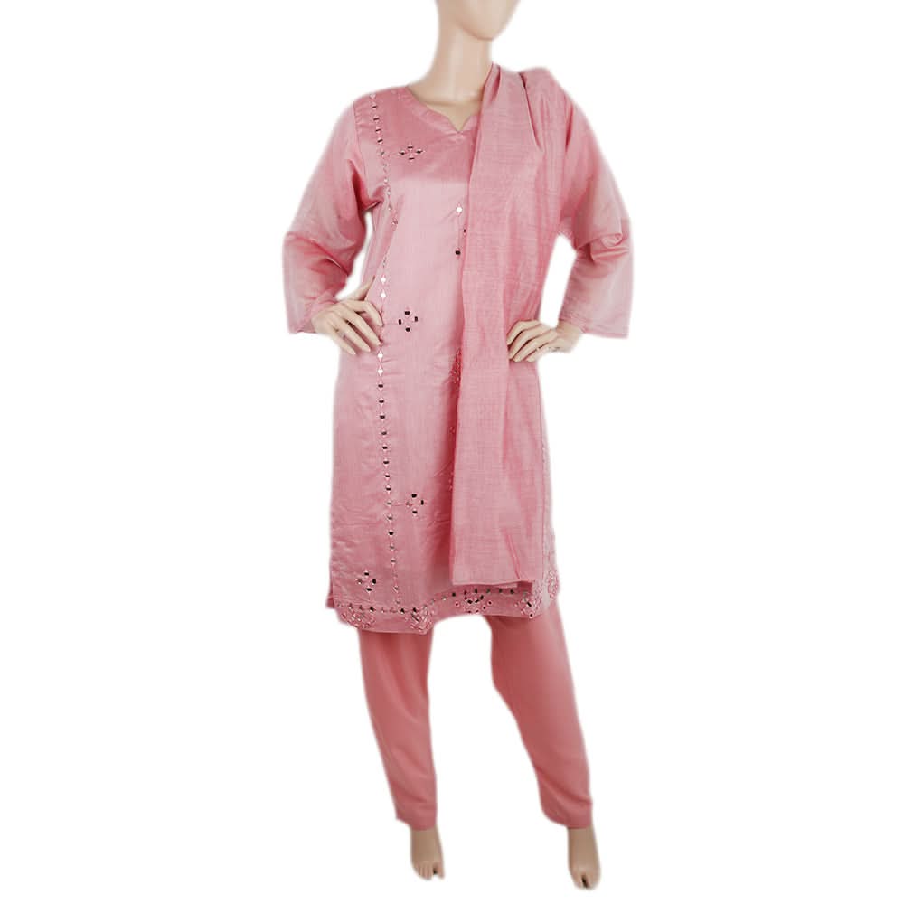 Women's Embroidered 03Pcs Suit With Stone - Pink, Women, 3Pcs Shalwar Suits, Chase Value, Chase Value