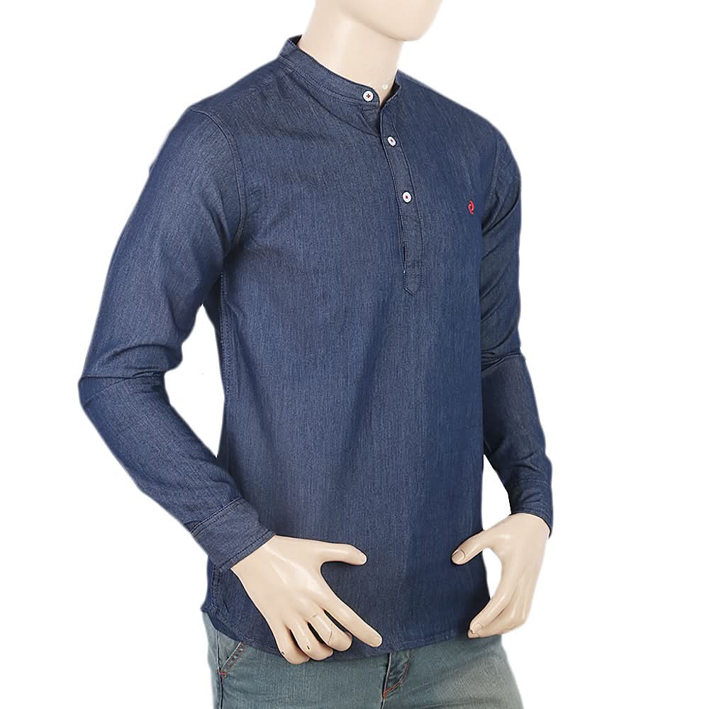 Men's Casual Kurta Collor Shirt - Dark Blue, Men, Shirts, Chase Value, Chase Value