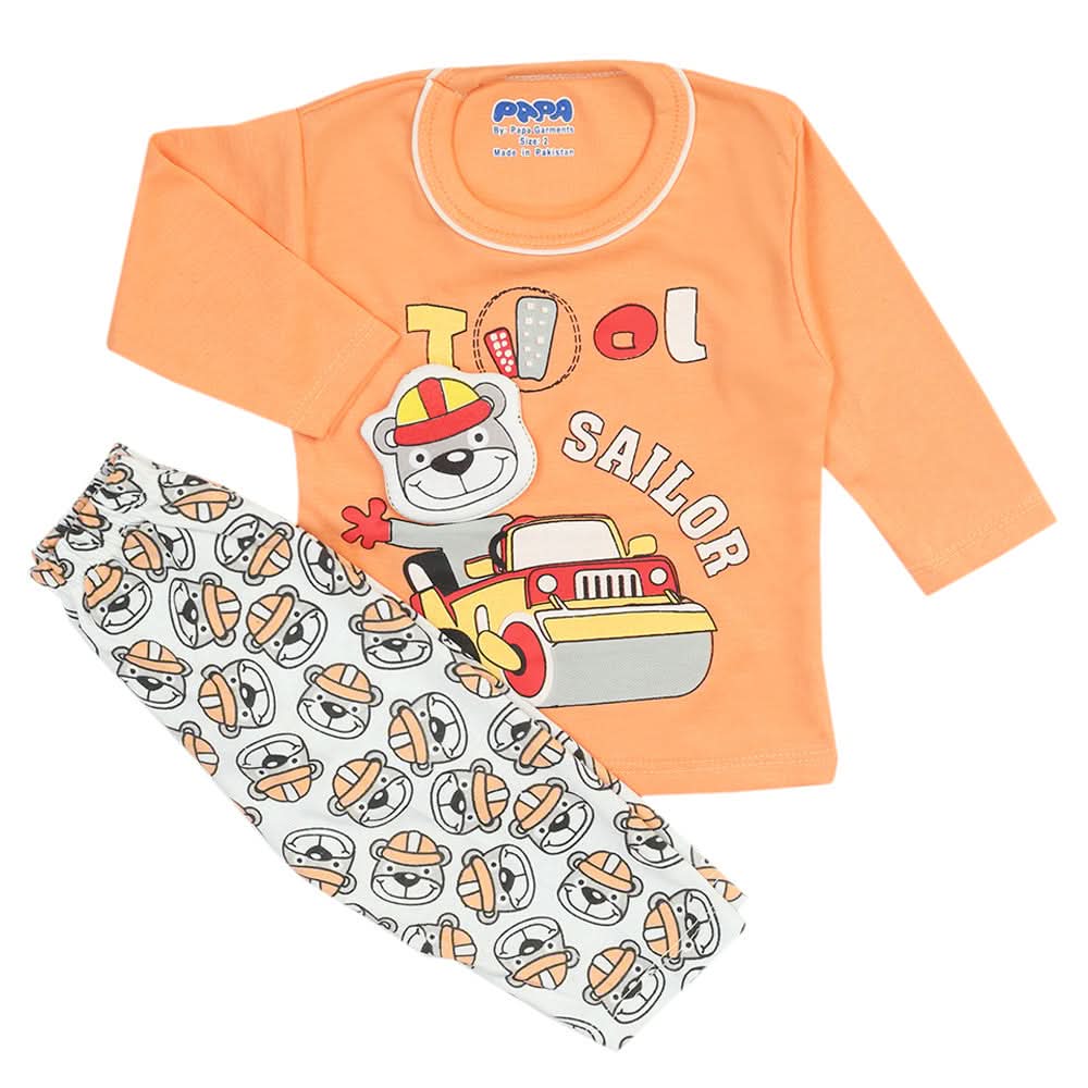 Newborn Boys Full Sleeves Suit - Peach, Newborn Boys Sets & Suits, Chase Value, Chase Value