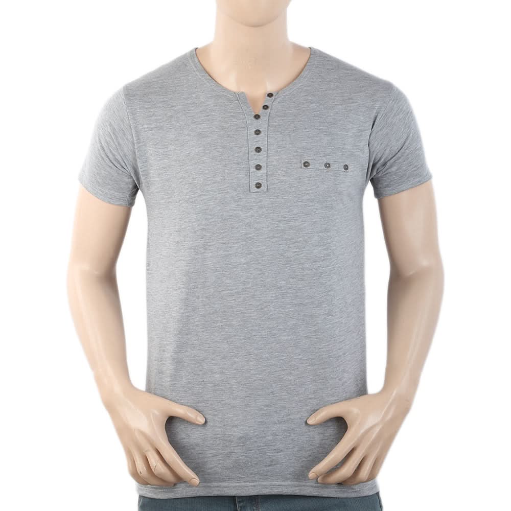 Men's Half Sleeves Y-Stud Fancy T-Shirt - Light Grey, Men, T-Shirts And Polos, Chase Value, Chase Value