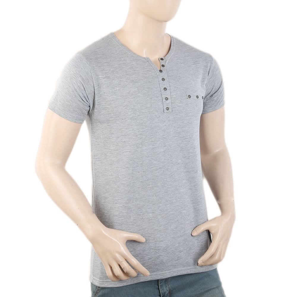 Men's Half Sleeves Y-Stud Fancy T-Shirt - Light Grey, Men, T-Shirts And Polos, Chase Value, Chase Value