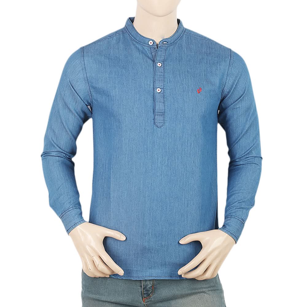 Men's Casual Kurta Collor Shirt - Blue, Men, Shirts, Chase Value, Chase Value