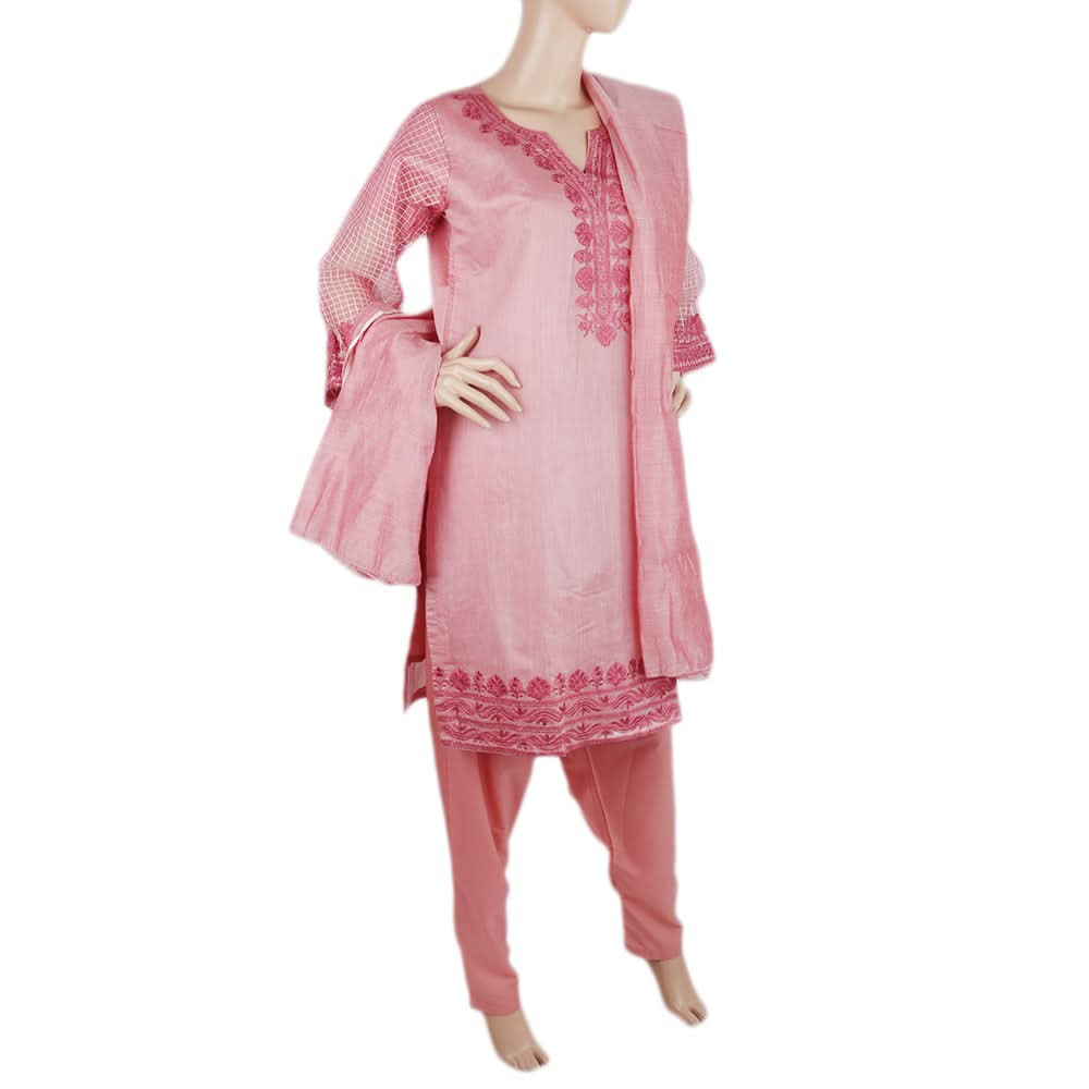 Womens Embroidered 03Pcs Suit - Pink, Women, 3Pcs Shalwar Suits, Chase Value, Chase Value