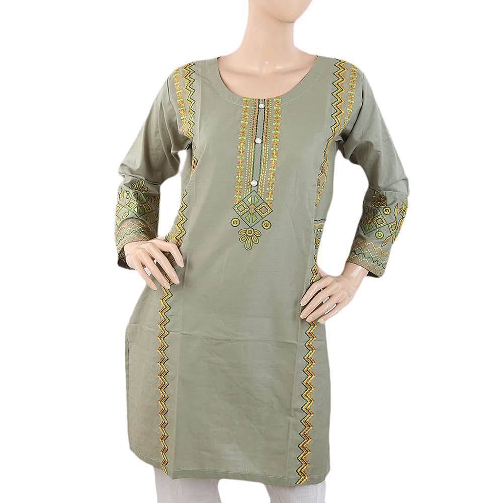 Women's Embroidered Kurti - Light Green, Women, Ready Kurtis, Chase Value, Chase Value