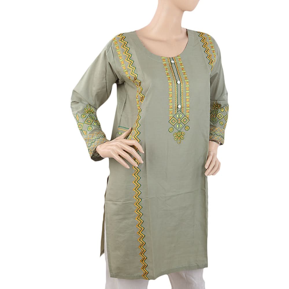 Women's Embroidered Kurti - Light Green, Women, Ready Kurtis, Chase Value, Chase Value