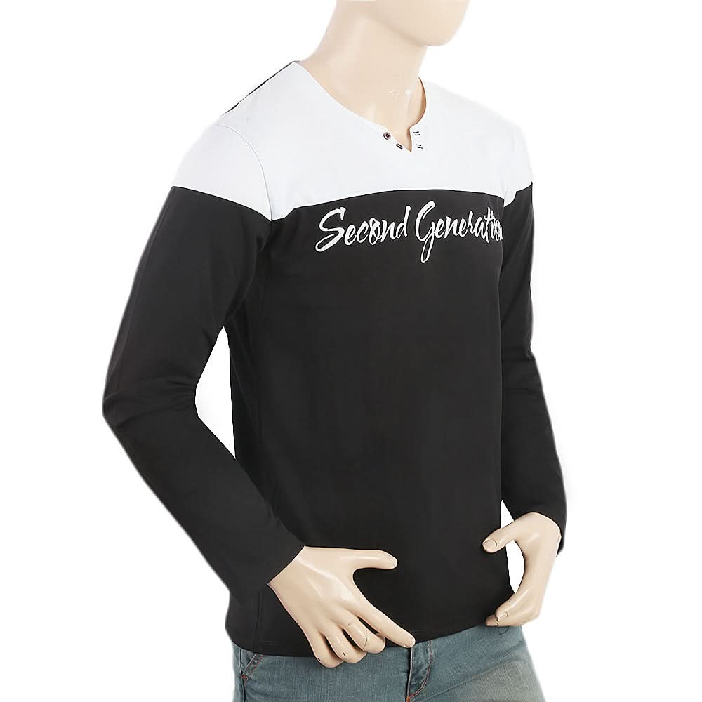 Men's Full Sleeves T-Shirt - Black, Men, T-Shirts And Polos, Chase Value, Chase Value
