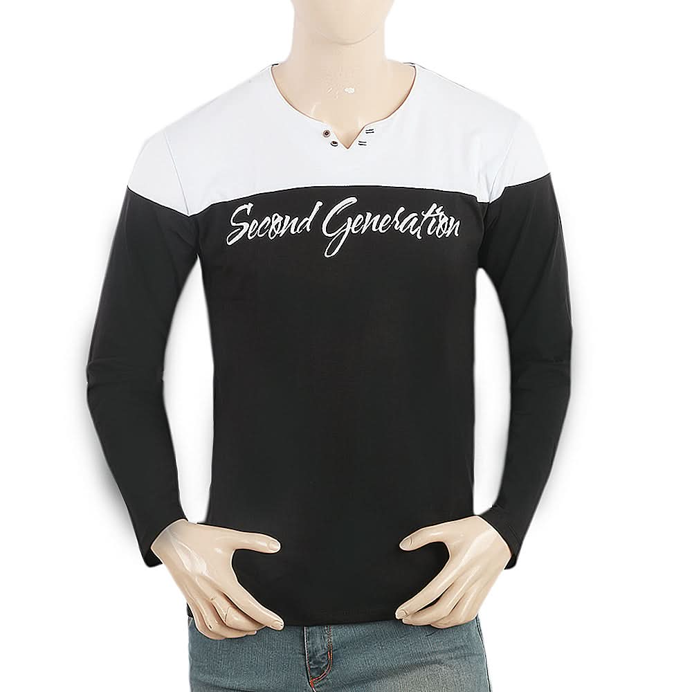 Men's Full Sleeves T-Shirt - Black, Men, T-Shirts And Polos, Chase Value, Chase Value