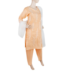 Women's Embroidered 3 Pcs Cotton Suit - Peach, Women, Shalwar Suits, Chase Value, Chase Value