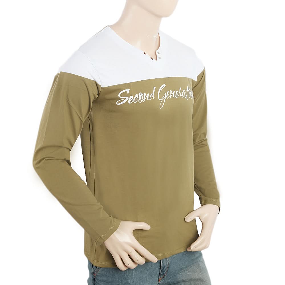 Men's Full Sleeves T-Shirt - Olive Green, Men, T-Shirts And Polos, Chase Value, Chase Value