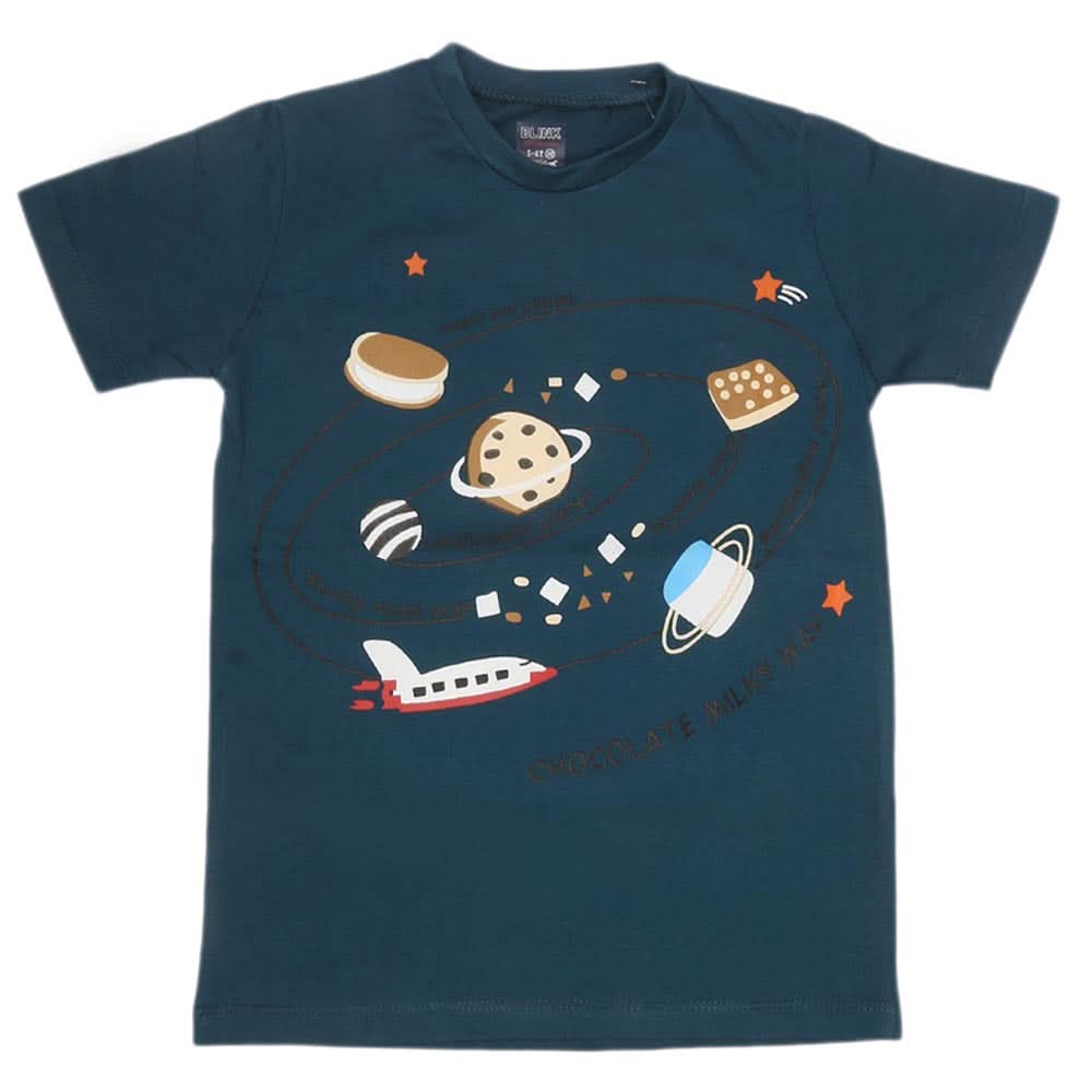 Boys Print T-Shirt - Mid Blue, Kids, Boys T-Shirts, Chase Value, Chase Value