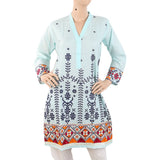 Women's Embroidered Kurti - Sky Blue, Women, Ready Kurtis, Chase Value, Chase Value