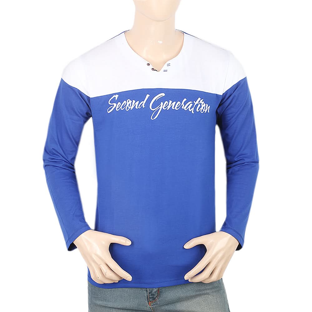 Men's Full Sleeves T-Shirt - Royal Blue, Men, T-Shirts And Polos, Chase Value, Chase Value