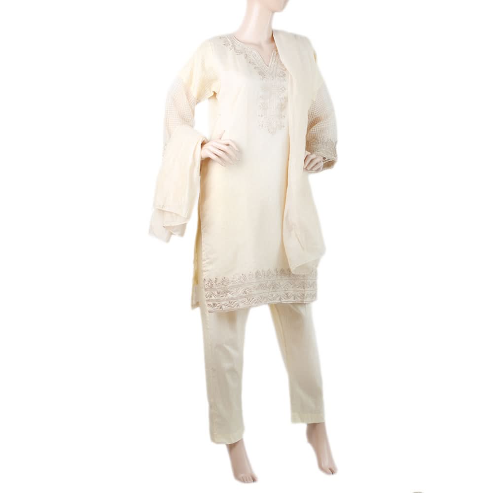 Women's Embroidered 03Pcs Suit - Fawn, Women, 3Pcs Shalwar Suits, Chase Value, Chase Value