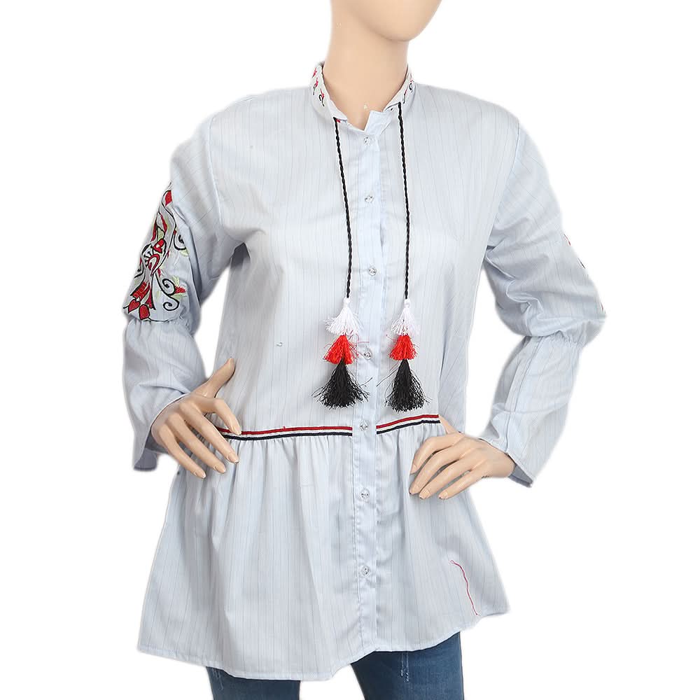 Women's Embroidered Stripe Top - White, Women, T-Shirts And Tops, Chase Value, Chase Value