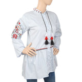 Women's Embroidered Stripe Top - White, Women, T-Shirts And Tops, Chase Value, Chase Value
