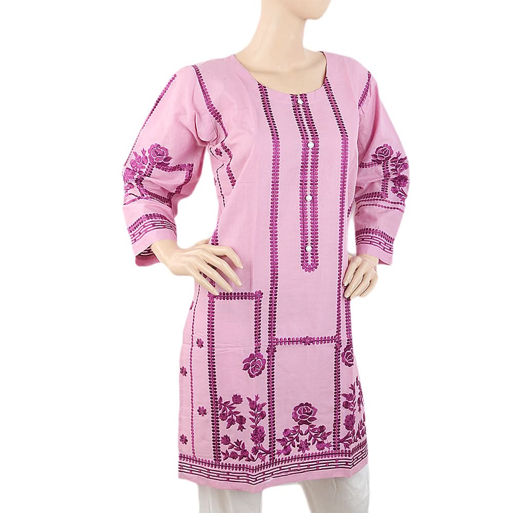 Women's Embroidered Kurti - Light Purple, Women, Ready Kurtis, Chase Value, Chase Value