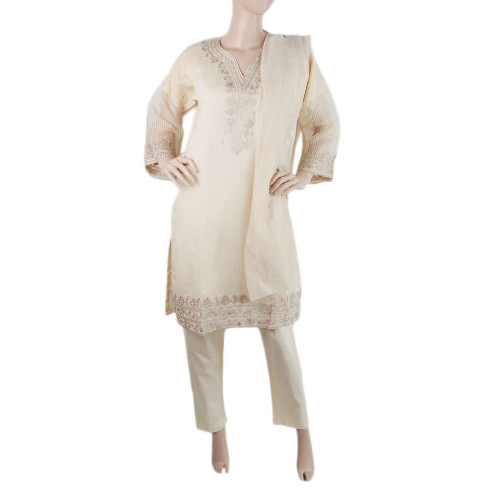 Women's Embroidered 03Pcs Suit - Fawn, Women, 3Pcs Shalwar Suits, Chase Value, Chase Value