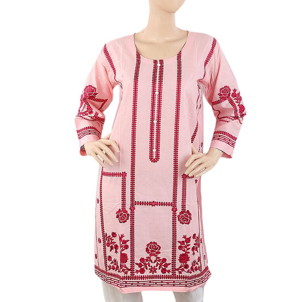 Women's Embroidered Kurti - Peach, Women, Ready Kurtis, Chase Value, Chase Value